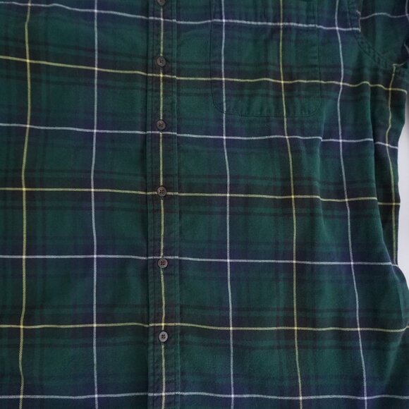Vintage Lands' End Green Navy Plaid 100% Cotton Button Down Dress Shirt 2XL Tall - Picture 5 of 9